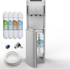 Self Cleaning Bottleless Water Cooler Dispenser with 4 Stage Water Filter 3 Temperature Settings Silver