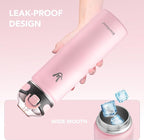 Enerbone 24 oz Insulated Water Bottle, Stainless Steel Bottle with Carrying Strap, Double-Wall Vacuum Insulation Design, Leakproof Sports Bottle with Straw, Keep Drinks Cold or Hot for Hours