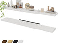 Fun Memories 72 Inch Floating Shelves for Wall 2 Pack Shelves for Bedroom|Kitchen|Bathroom 72 x 9.3 Inch Wood Floating Shelf with Invisible Brackets for Books|Storage|Decor, White