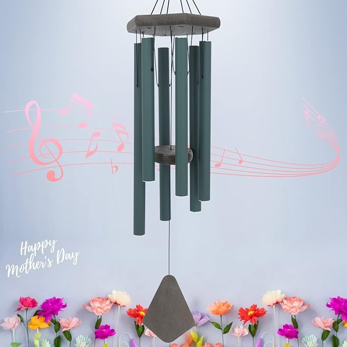 Large Wind Chimes for Outside, 30" Aluminium Wind Chime with Wind Catcher, Outdoor Garden Patio Decoration Windchimes, Classic Zen Gift for Men and Women Green