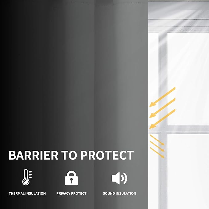 Easy-Going Blackout Curtains for Bedroom, Solid Thermal Insulated Grommet and Noise Reduction Window Drapes, Room Darkening Curtains for Living Room, 2 Panels (52x96 in,Light Gray)