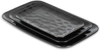 vicrays Ceramic Rectangle Serving Platters - 14" 12" 10" Porcelain Serving Trays Plates for Party BBQ Appetizers Sushi Dessert - Microwave Oven and Dishwasher Safe - Set of 3 Bright Black
