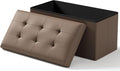 Storage Ottoman Bench, Folding Ottoman Foot Rest, 15 x 30 x 15 Inches, End of Bed Bench,Storage Chest, for Living Room, Bedroom, Hallway, Entryway, Brown