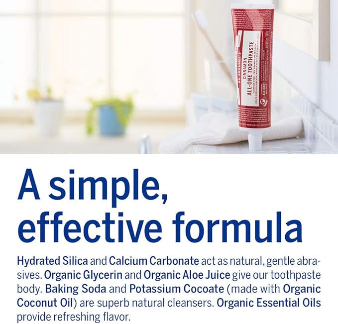 Dr. Bronner’s All-One Toothpaste– Cinnamon, 5 oz, 3-Pack– Fluoride-Free Toothpaste for Adults, SLS-Free, 70% Organic & Natural Ingredients, Vegan, Helps Freshen Breath, Reduce Plaque, Whiten Teeth