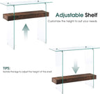 ivinta Glass Console Table with Storage, 39.4" Modern Sofa Table for Living Room, Foyer, Hallway, Bedroom 5101 (Dark Brown)
