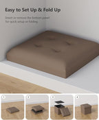 15 Inches Small Folding Storage Ottoman Cube, Storage Footrest, Foot Rest Stool, for Living Room, Bedroom, Dorm, Hallway, Entryway, Brown