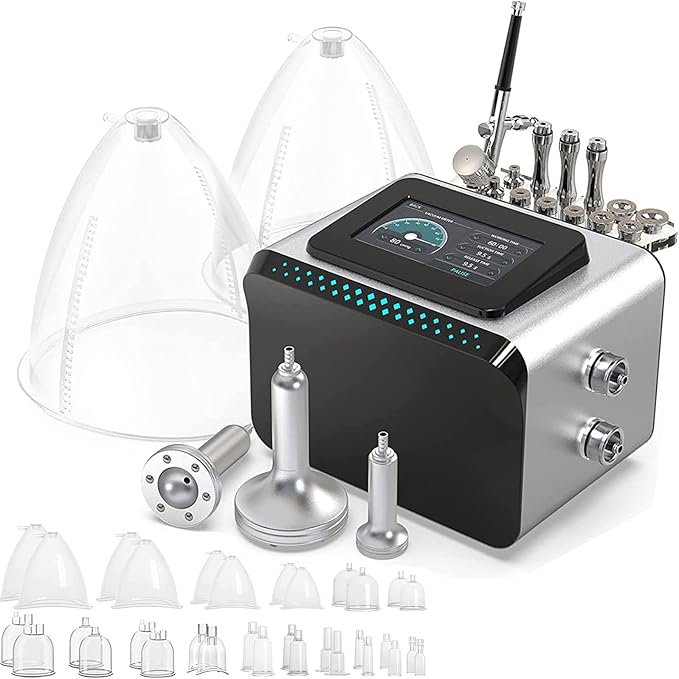 Meifuly Vacuum Therapy Machine, 3 in 1 Vacuum Cupping Sets, Skin Care and Airbrush Machine, with 1800ML and 1500ML Large Cups, 0-80 cmHg, 5 inch Touch Screen