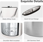 Insulated Ice Bucket with Silicone Lid, Scoop, Tongs & Strainer, 3L Stainless Steel Double Wall Ice Buckets for Parties & Cocktail Bar, Champagne Ice Bucket with Lid for Freezer, Ivory