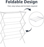 Amazon Basics Foldable Portable Laundry Rack for Air Drying Clothing, Indoor Outdoor Use - 14.5" D x 29.5" W x 41.8" H, White