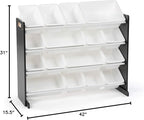 Humble Crew Supersized Toy Storage Organizer with 16 Removable Bins, Black/White – Large Toy Storage for Toddlers Ideal for Kids' Rooms, Playrooms, and Nurseries - Modern Toy Bins for Kids