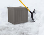 Suncast 22-Gallon Small Deck Box - Lightweight Resin Indoor/Outdoor Storage Container and Seat for Patio Cushions and Gardening Tools - Store Items on Patio, Garage, Yard - Stone Gray, Made in the USA