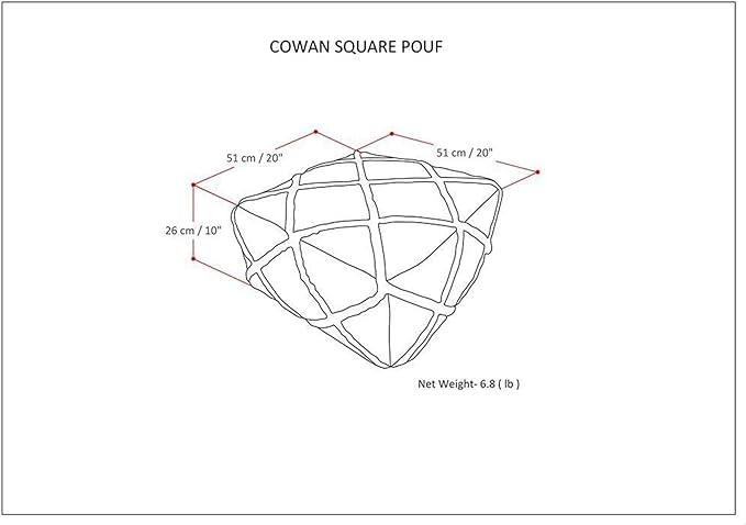 SIMPLIHOME Cowan Contemporary Square Pouf in Grey, Natural Handloom Woven for the Living Room, Bedroom and Kids Room