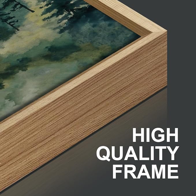 Tinonedraw Watercolor Forest Framed Canvas Wall Art Set, Modern Pine Tree Wall Painting, Nature Foggy Landscape Wall Decor, Misty Mountain Art Prints for Bedroom Living Room Farmhouse Office 16"x24"x3