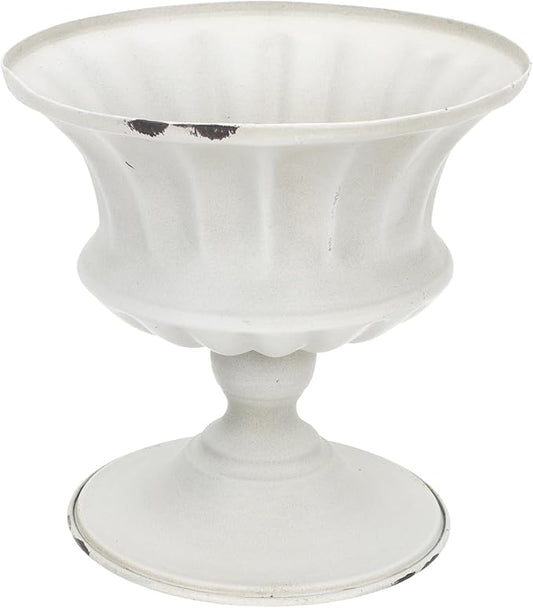 Urn Planter Antique Column Plant Pot Shabby Chic Metal Vase Pillar Plant Container Wedding Centerpieces Vases for Front Porch Decor White White Planter