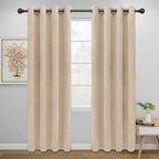 Easy-Going Blackout Curtains for Bedroom, Solid Thermal Insulated Grommet and Noise Reduction Window Drapes, Room Darkening Curtains for Living Room, 2 Panels (52x84 in,Beige)