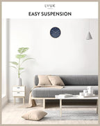 LUUK LIFESTYLE Modern Quartz Wall Clock with Silent Movement, Scandinavian Design, Kitchen and Living Room Clock, Gift idea, Trendy Home Decor, 10 inch, in Dark Blue and Gold