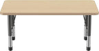 FDP Rectangle Activity School and Kids Classroom Table (24 x 48 inch), Toddler Legs, Adjustable Height 15-24 inches - Maple Top and Maple Edge