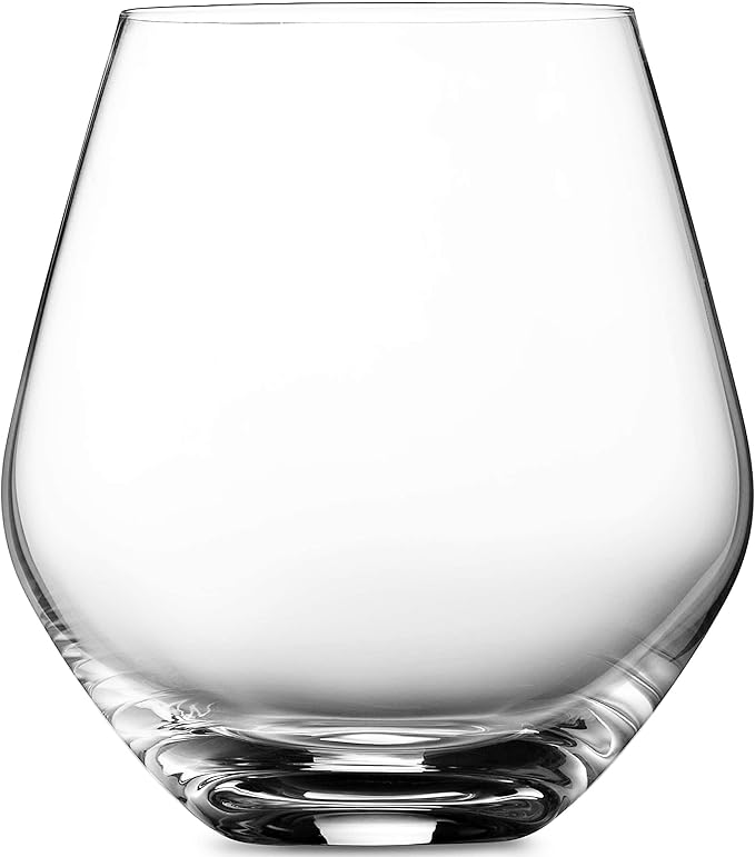 Godinger Wine Glasses, Stemless Wine Glasses, Red Wine Glasses, Wine Drinking Glasses, Stemless Wine Glass - 17oz, Set of 4 - Made in Europe