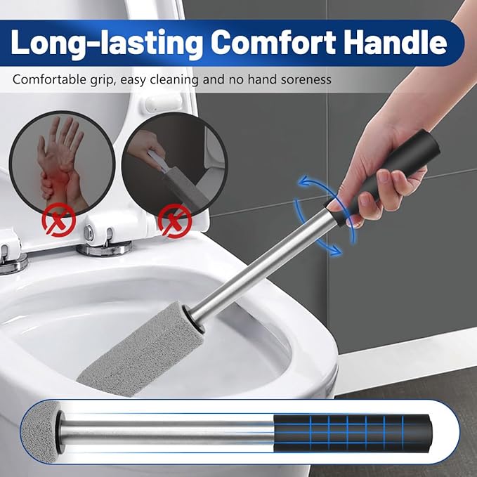 2 Pack Pumice Stone for Toilet Cleaning,16.14In Extra Long Handle Toilet Pumice Stone Toilet Bowl Cleaner Brush Toilet Scrubber for Toilets Bathtubs Grills Sinks