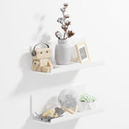 Acrylic Wall Floating Shelves Set of 2, Wall Shelves White 12 Inch Adhesive Wall Organizer Adhesive Shelf for Bathroom, Kitchen, Bedroom, Office, Gaming Room, No Damage, No Drill