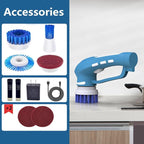 Electric Scrubber Power Cordless, Portable 360 Handheld Washing Cleaning Machine with 6 Replaceable Brush Heads, High Rotation for Bathroom, Floor, Kitchen, Car, Sink, Wall, Window