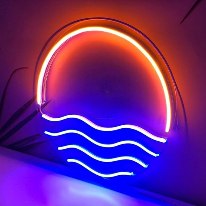 LED Decorative Lights USB Mountains Sunrise Sunset Led Neon Signs Home Decoration Wall Art Holiday Gift Brightness Adjustable 15''x15''