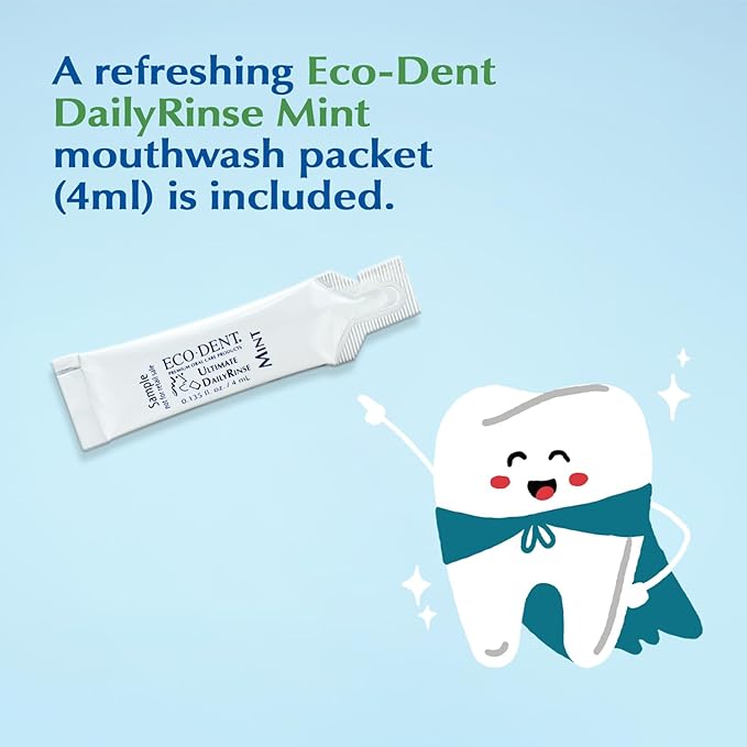 Eco-Dent Alcohol-Free Mouthwash, Mint - Ultimate Essential MouthCare, Oral Care Mouth Wash for Adults, Baking Soda Mouth Rinse with Essential Oils + DailyRinse Single-Use Pack, Mint