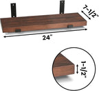 CONSDAN Floating Shelf for Wall Mounted Book Shelf Hanging Shelves Floating Bookshelf for Bedroom, Bathroom, Living Room, Kitchen USA Grown Solid Hardwood, Dark Maple 24x7.5x1.5 in