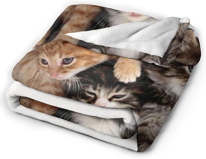 HGOD DESIGNS Cats Throw Blanket Ultra Soft Warm All Season Kittens Family Cats Decorative Fleece Blankets for Bed Chair Car Sofa Couch Bedroom 50"X60"