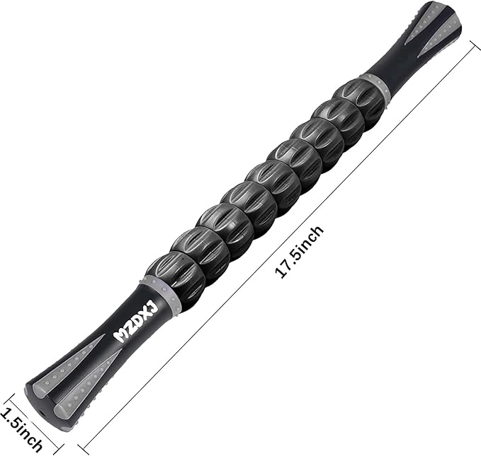 Muscle Roller Stick for Athletes - Deep Tissue Fascia Blaster & Roller Massager for Myofascial Pain Relief - Handheld Physical Therapy & Recovery Tool(Gray black-18 inch)