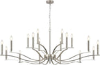 18 Light Nickel Living Room Chandelier High Ceiling Foyer Candle Chandelier Large Modern 59in Metal Chandeliers Hanging Light for Master Bedroom Dining Room Light Fixture Over Table