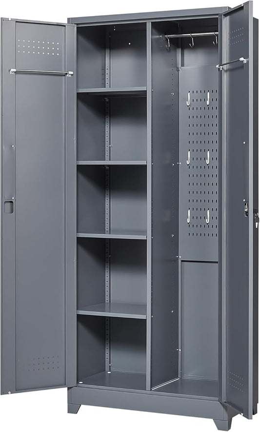 Storage Cabinet,Metal Locking Cabinets with Doors and Shelves,Functional Garage Storage Cabinet for Garage, Home Office,Gray