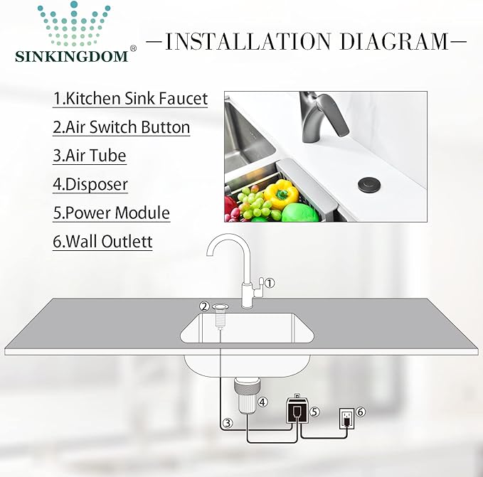 Garbage Disposal SinkTop Air Switch Kit with Long Button,Brass Made Cover,Oil Rubbed Bronze