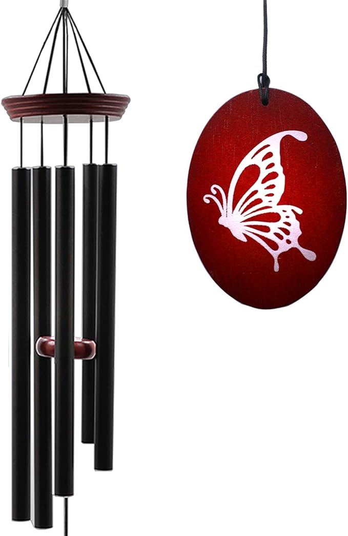 Wind Chimes for Outside, WindChimes Outdoor Tuned Soothing Melody, Windchime Gifts for Mom/Grandma,Wind Chimes Outdoor Decoration, Patio, Garden, Yard. (33" Red Butterfly)