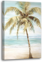 LURENCZH Tropical Beach Canvas Wall Art Seaside Palm Tree Picture Wall Decor Ocean Scenery Painting Prints for Bathroom Decor Framed(Beach-1,24.00" x 36.00")