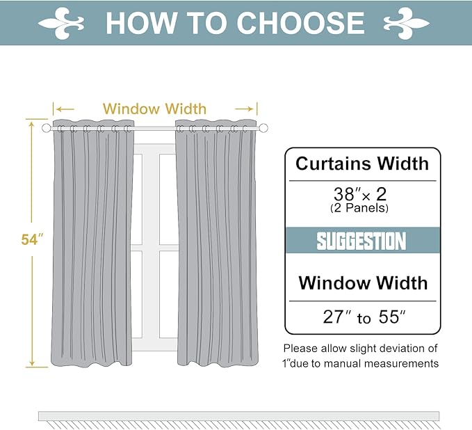 ChrisDowa Grommet Blackout Curtains for Bedroom and Living Room - 2 Panels Set Thermal Insulated Room Darkening Curtains (Stone Blue, 38W x 54L)