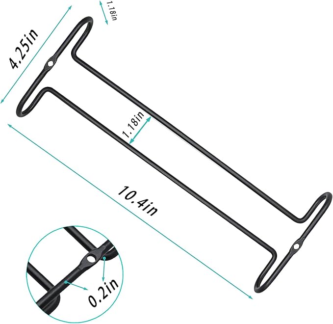 10 Inch Wine Glass Rack Under Cabinet Shelf Stemware Storage Hanging Hanger Organizer Glasses Holder with Drying Under Counter Metal for Kitchen and Bar Set of 2 Black