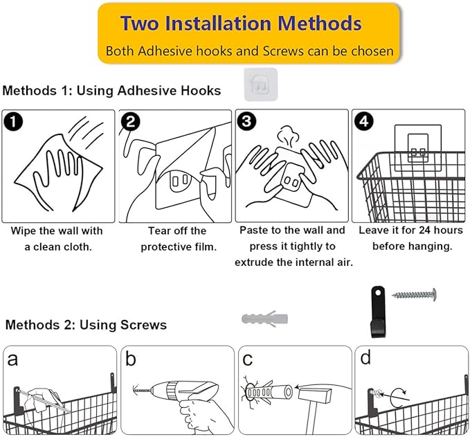 Joben Oligey 3 Set [Extra Large] Hanging Wall Baskets ,Wire Basket For Storage Pantry, Farmhouse Food Storage Kitchen Pantry Laundry Closet Garage RV ,Black