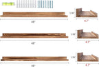 AZSKY Picture Ledge Shelf Wall Ledge Floating Shelves for Photo Frames Kids Book Shelves Wall Mounted Burnt Wall Display Shelf Wooden Frame Ledge 48 Inches Set of 3 Bathroom Organizer Shelves