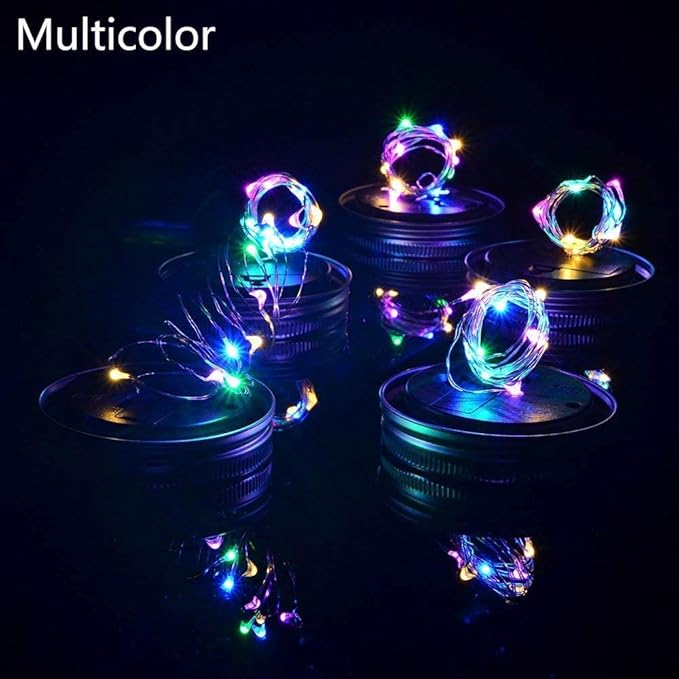 8 Pack Solar Outdoor Fairy Star Firefly Jar Lids Lights,Solar Fairy String Lids Lights（No Jars）,Waterproof Lantern Mason String Solar Lights with Hangers for Regular Mouth Jars