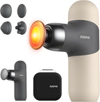 RENPHO Mini Thermal Massage Gun with Heat, Portable Deep Tissue Percussion Massager, Color Silicone Sleeves Travel Size with Carry Case, Grey