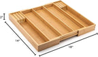 Purawood Kitchen Drawer Organizer with Knife Blocks - Utensil Drawer Organizer for Kitchen, Cutlery Tray & Silverware Organizer, 3-5 Slots - Bamboo Organizer for Utensils & Flatware (Natural)