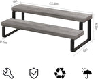 YINMIT Wooden Display Riser Stand, Tiered Perfume and Cologne Organizer Stand, 2 Tier Spice Rack Organizer, Rustic Display Shelf for Candles (2 Tier,Grey)