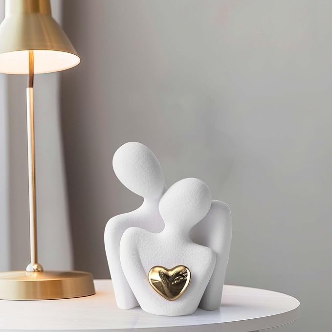 XMGZQ Mini Couple Statue Tv Stand Decor Items for Living Room Home Decor,Bedroom Decor for Couples Sculpture for Anniversary Wedding,Love Gifts for Couples 2025,Knick Knacks for Shelves