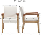 Mid Century Modern Dining Chairs Set of 4 Fabric Upholstered Living Room Side Chair, Kitchen Arm Chair with Solid Wood Legs for Home Restaurant, Linen White
