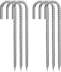 Ground-Stakes-Heavy-Duty-12 inch, J-Hook Rebar Stakes Galvanized Anti-Rust 6pcs Garden Stakes Metal Ground Anchors for Garden Dog Fence Chicken Coop Christmas Decorations Deer Fence
