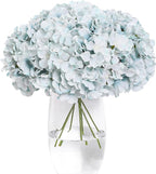 Tifuly Hydrangea Artificial Flowers -12 pcs Realistic Fake Hydrangea Silk Flowers with Stems Faux Hydrangea Flowers Heads for Office Home Party Wedding Centerpiece DIY Floral Decor (Light Blue)