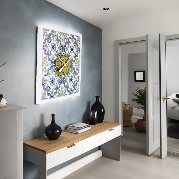 The Gears Clock Wall Clock Italy Collection with Moving Gears (Meta, 36 inch Square)