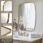 ANDY STAR 30x36” Gold Bathroom Mirror, Oblong Brass Mirror with Stainless Steel Metal Frame, Brushed Gold Oval Vanity Mirror for Over Sink, Modern Anti Rust Wall Mounted
