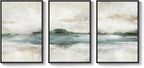 Large Framed Abstract Nature Landscape Wall Art for Living Room, Set of 3 Modern Canvas Prints Paintings Artwork for Walls, Green Lake Pictures for Hallway, Dining Room, Office Wall Decor 24x36 Inch